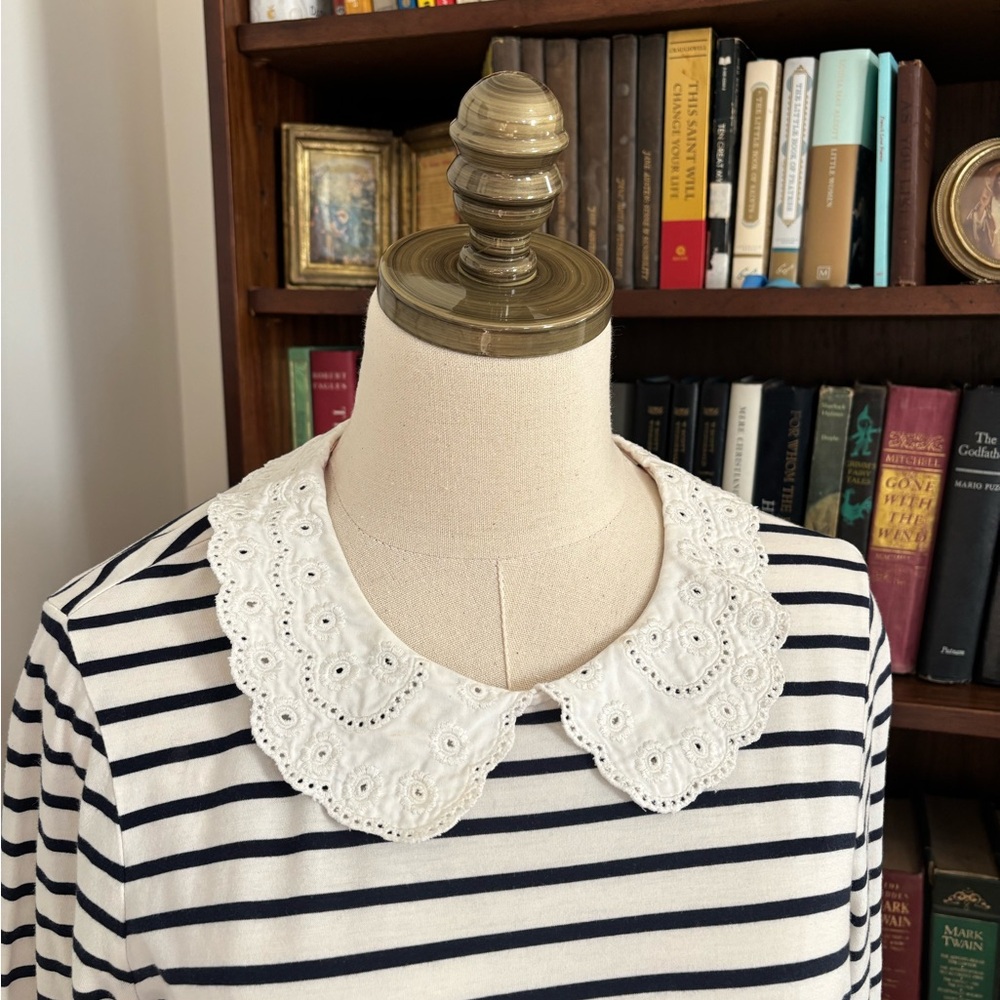 Boden Black and White Striped Boatneck Top - Picture 4 of 9